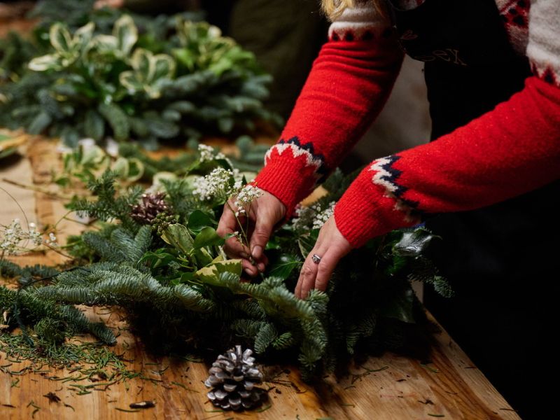 Christmas Wreath Making with Sussex Florals at Tottington Manor near Brighton