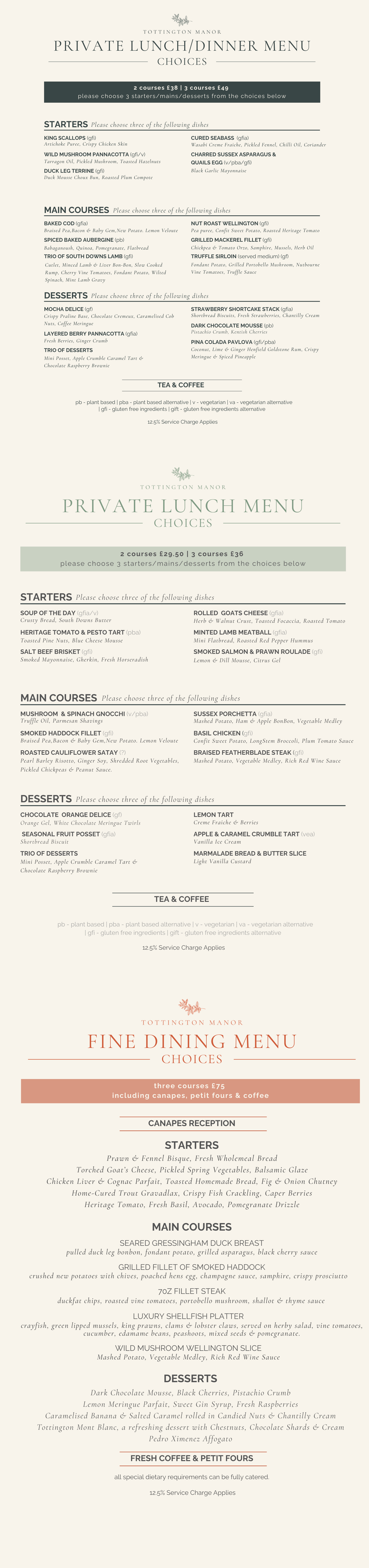 Sunday Lunch Menu