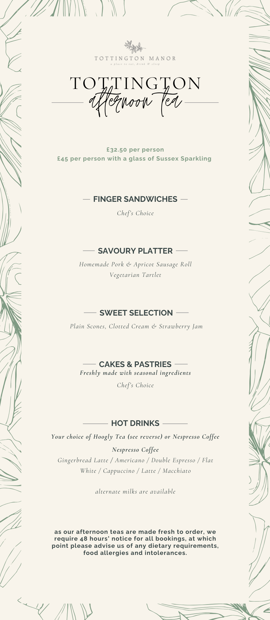 Afternoon Tea Menu