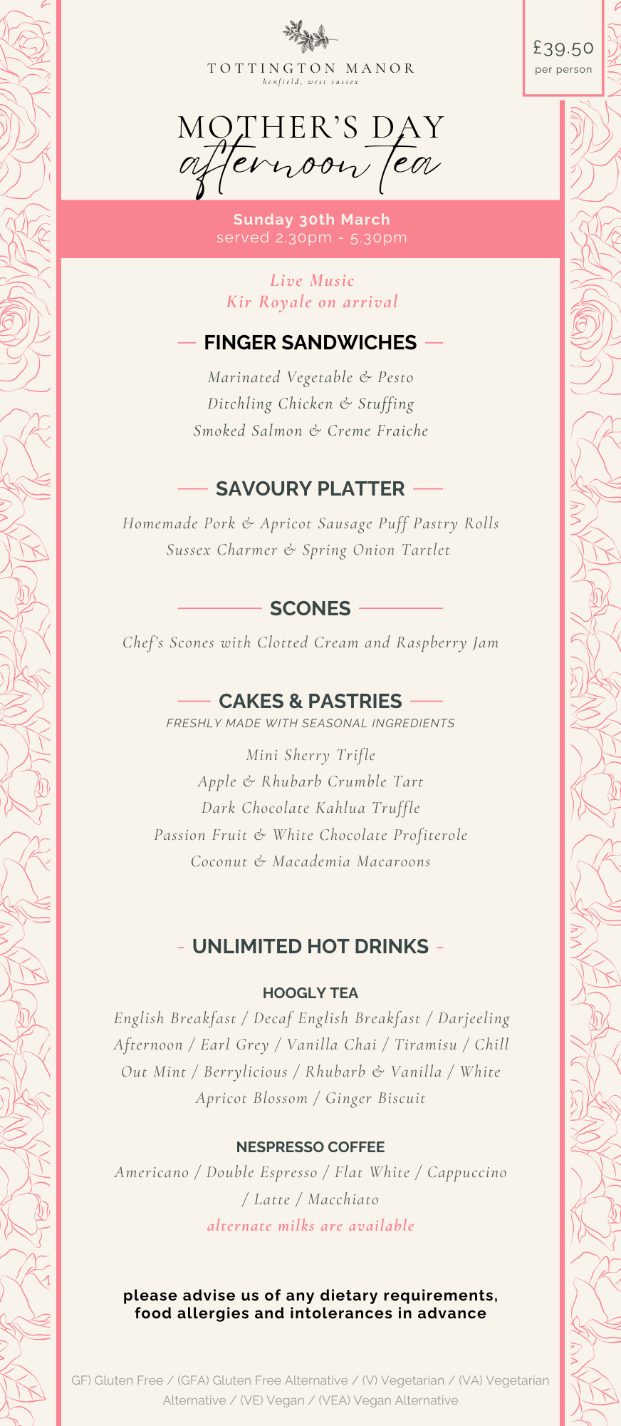 Afternoon Tea Menu