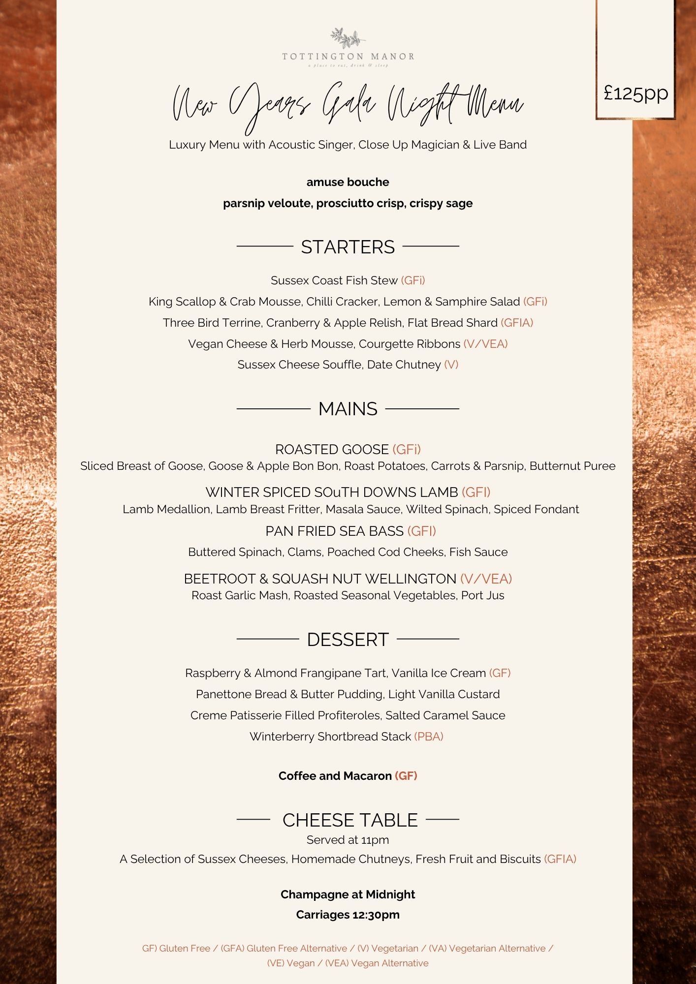 New Years Eve Menu Menu
