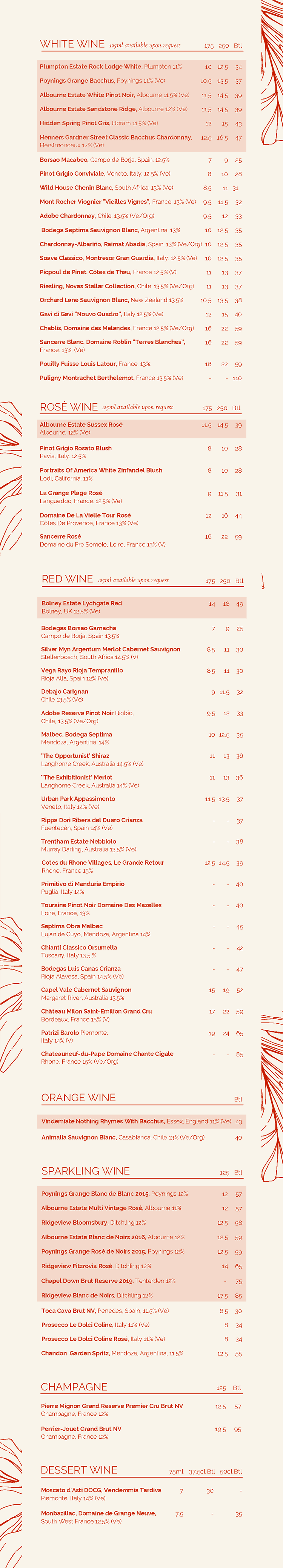 Wine List