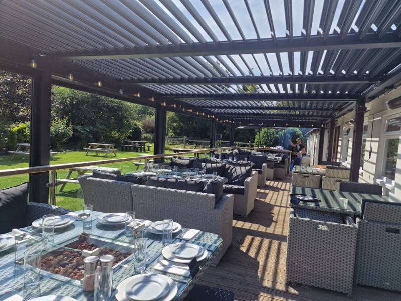 Eat Breakfast outside with your family and friends after the perfect wedding day at Tottington Manor in the South Downs