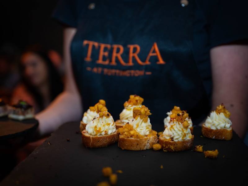 Wedding Canapes from AA Rosette TERRA Restaurant at Tottington Manor Weddings in Sussex