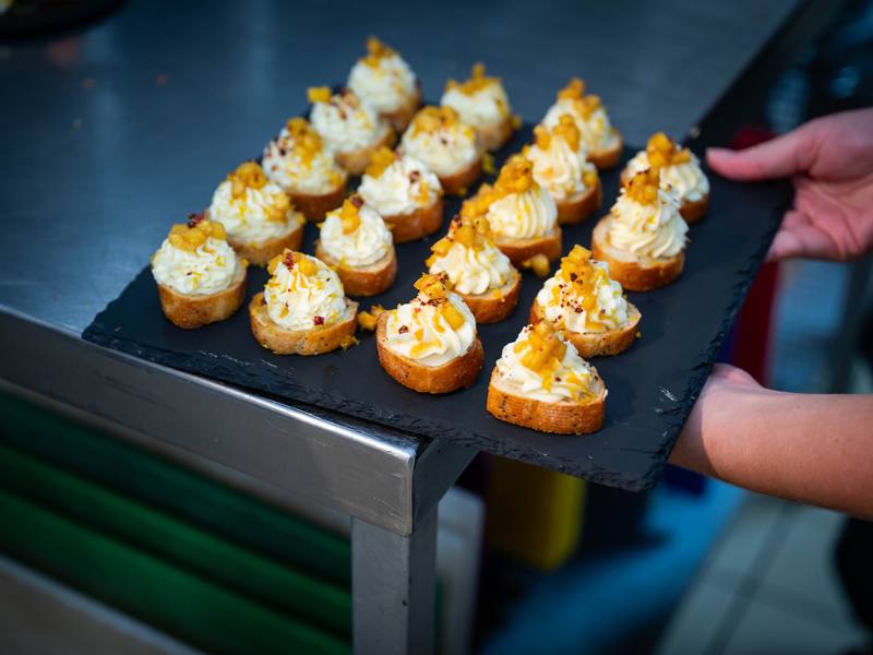 Locally sourced ingredients in Wedding Canapes at Tottington Manor in the South Downs