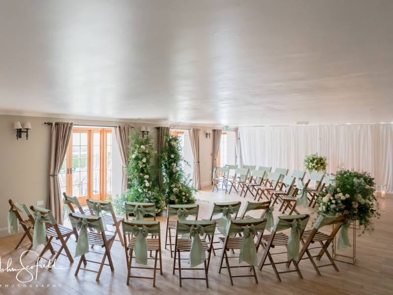 Intimate Wedding Ceremony set up for 30 guests at Tottington Manor in Sussex