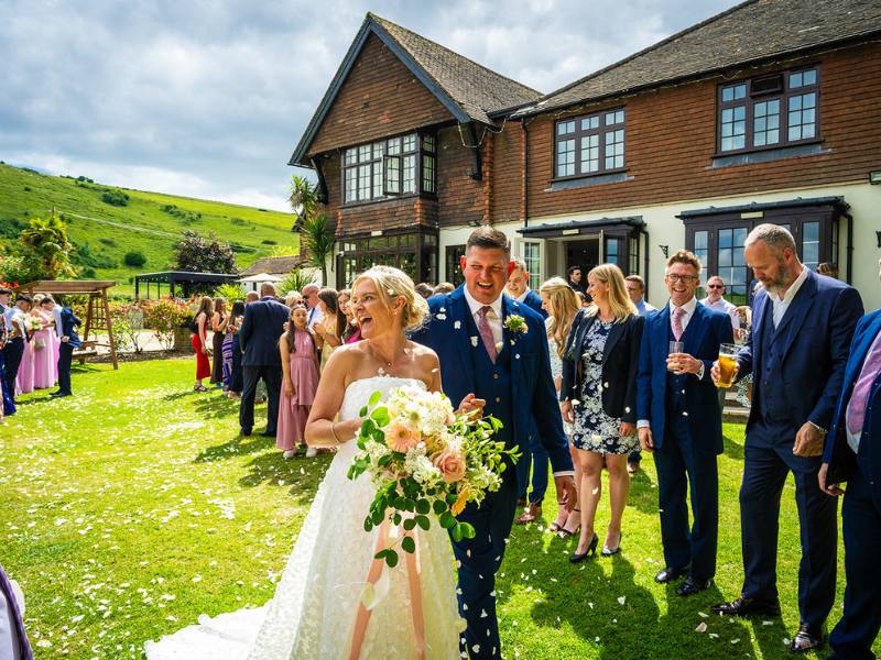 Wedding Phototography at Outdoor Wedding Ceremony at Tottington Manor in West Sussex
